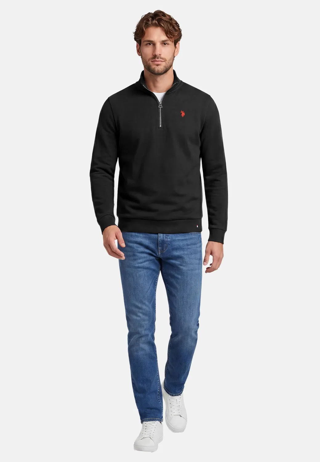 Мужской свитер с полузастежкой Half Zip U.S. Polo Assn., Black — фото 2
