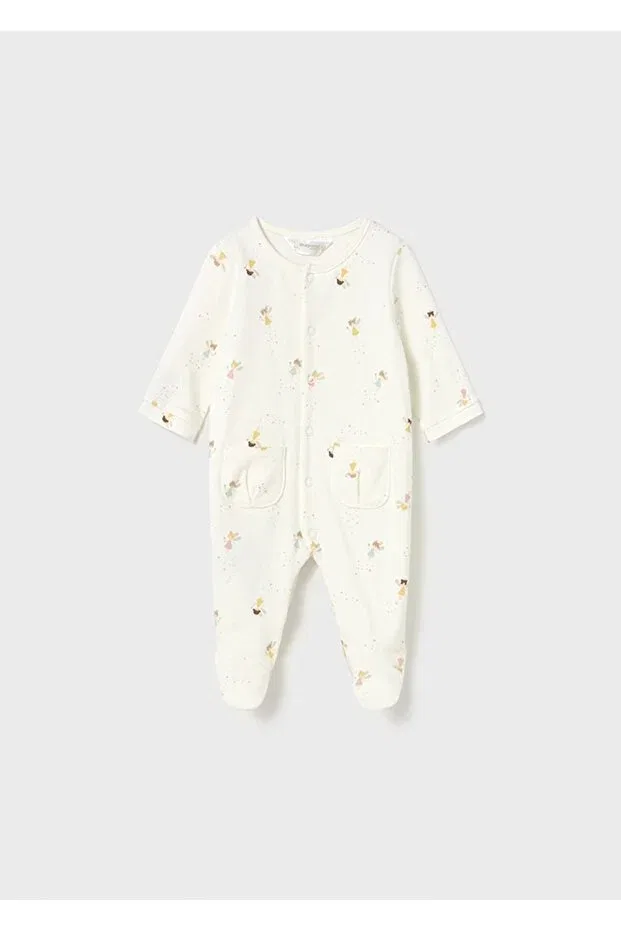 Детский комбинезон-боди с коротким рукавом Winter baby girl 2-piece romper set Mayoral, Ecru — фото 2