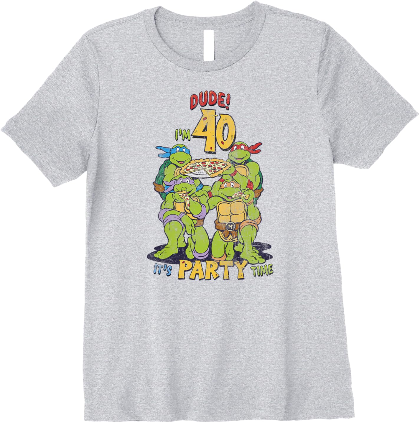 

Женская футболка Teenage Mutant Ninja Turtles 40th Birthday Pizza Party Premium, серый вереск