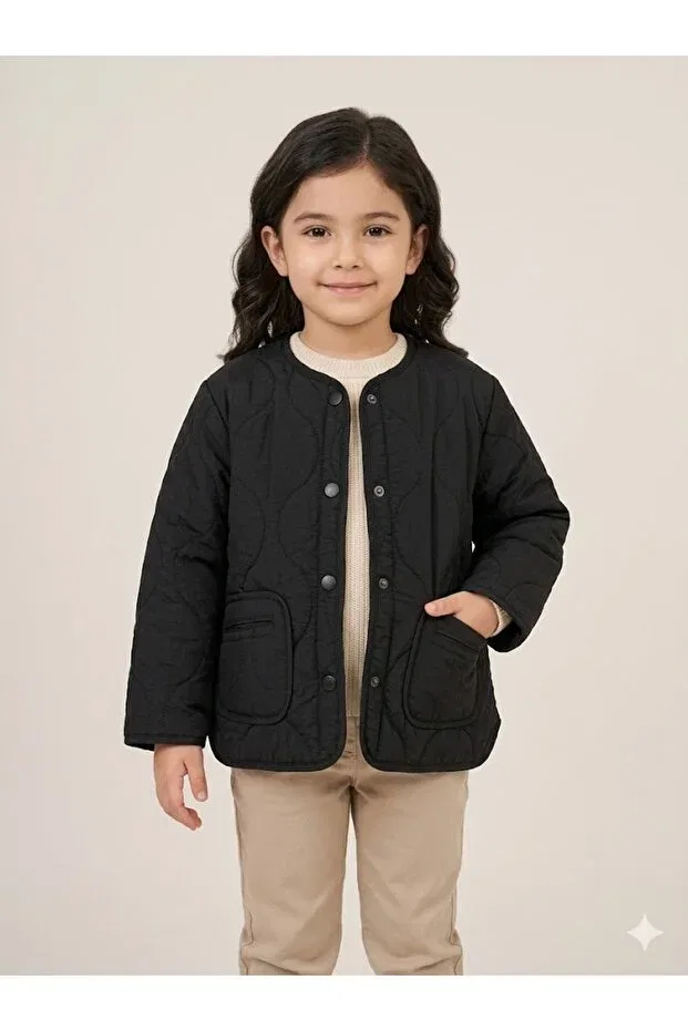 Стеганая куртка для девочек Motebarn, черная, 2-7 лет Motebarn Wear