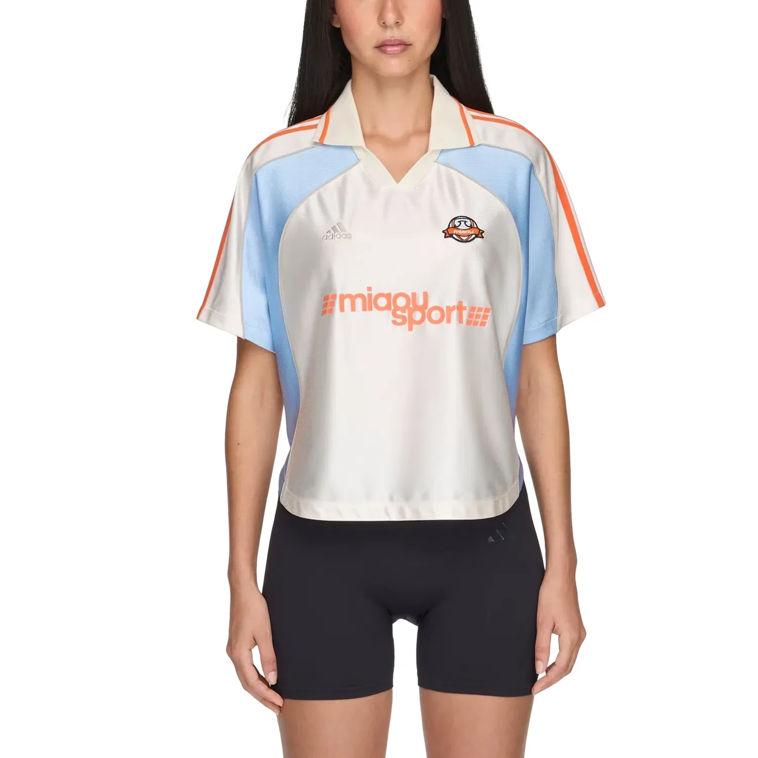 Женская игровая майка Miaou Cropped Jersey Asia Sizing 'Chalk White' adidas, Chalk White — фото 3