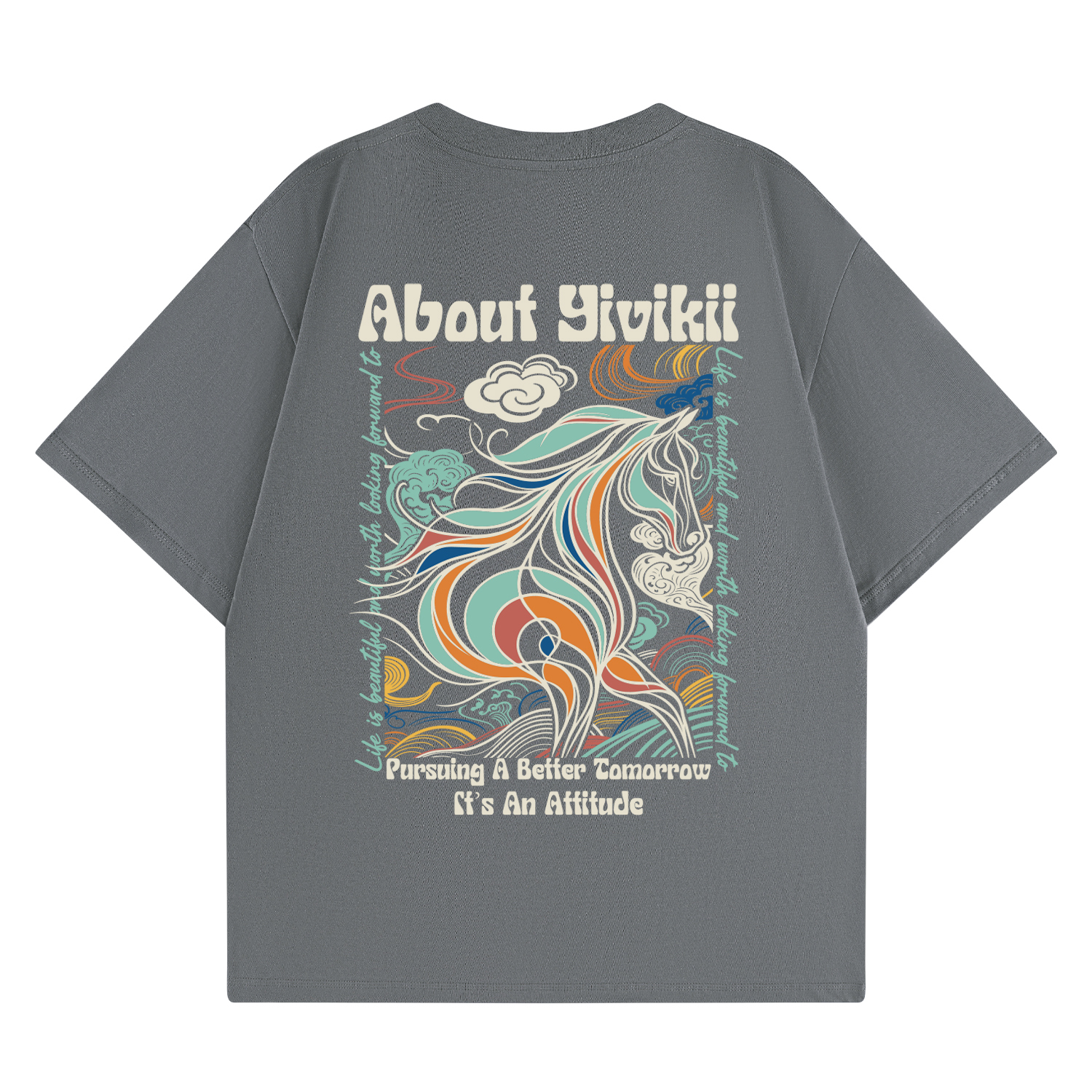 

Футболки унисекс с круглым вырезом, средней плотности Yivikii, темный серый