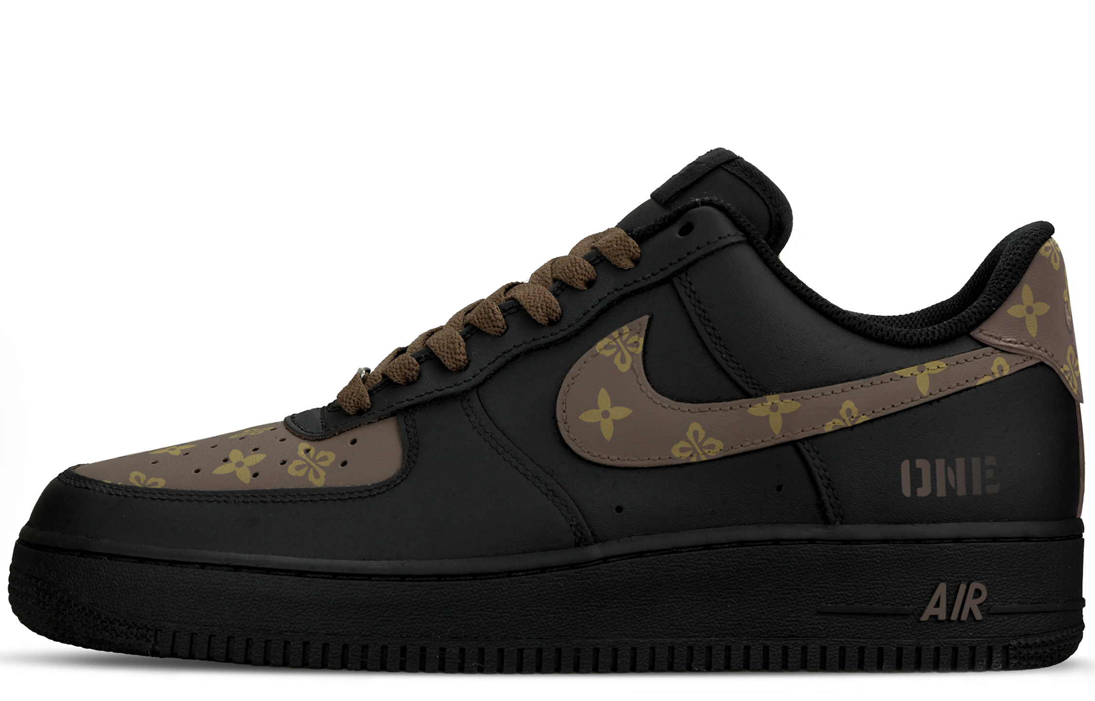 Nike Air Force 1 Height Increasing Low top Skateboard Shoes Unisex Black Brown — фото 3