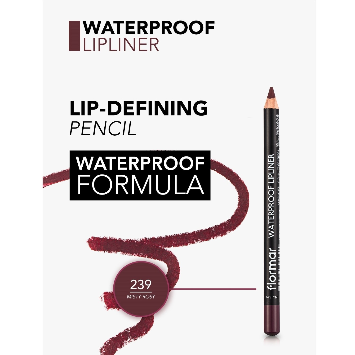 Карандаш для губ waterproof lipliner 246 rosebush Flormar, nr. 239 - misty rose, вес 1.14 гр. — фото 4