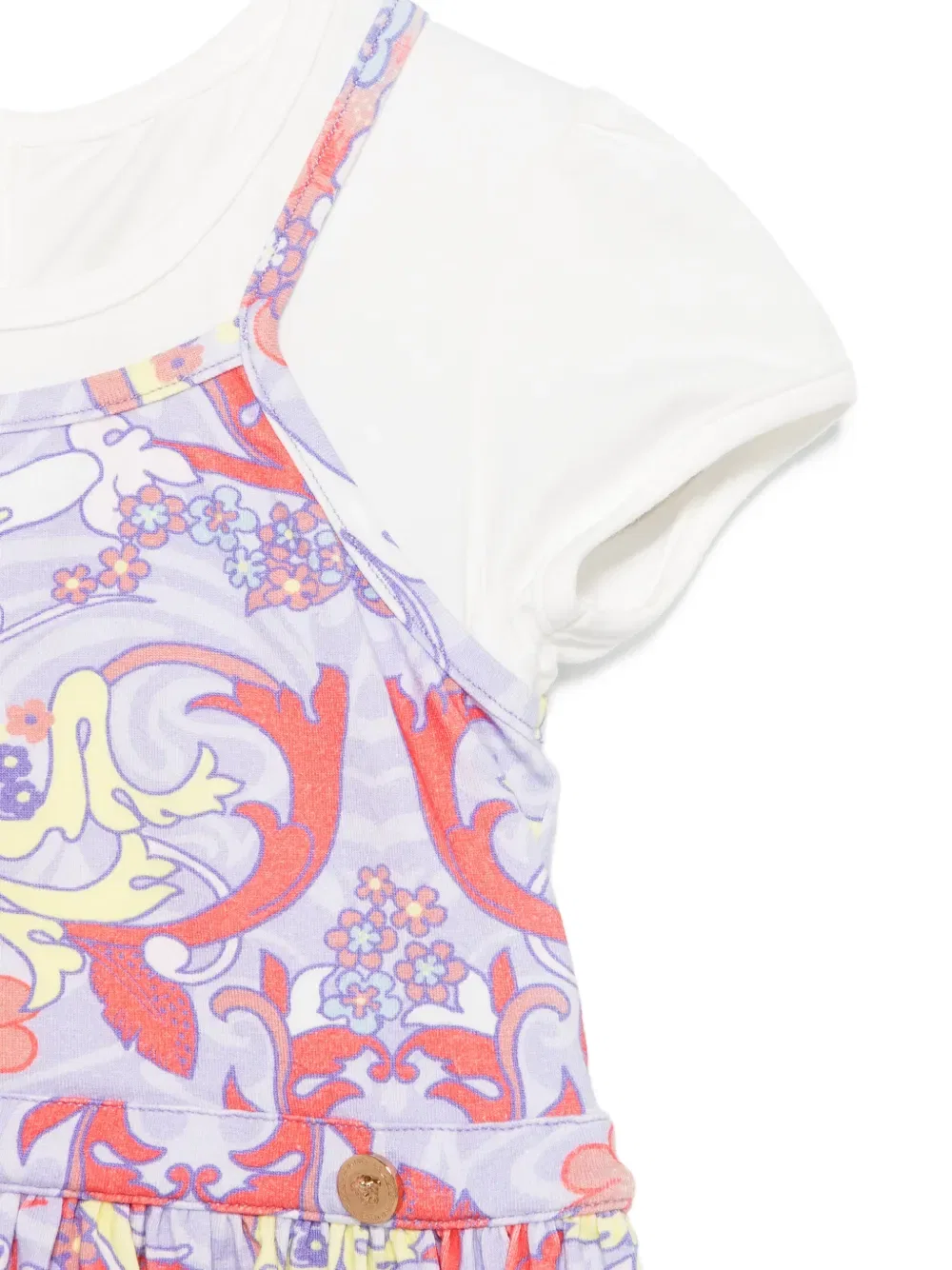 Платье с многослойным принтом в стиле барокко Versace Kids, фиолетовый — фото 3