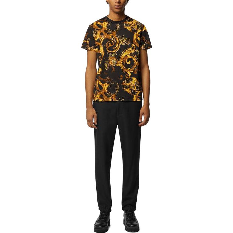 Футболка VERSACE Jeans Couture с барочным принтом, черная — фото 4