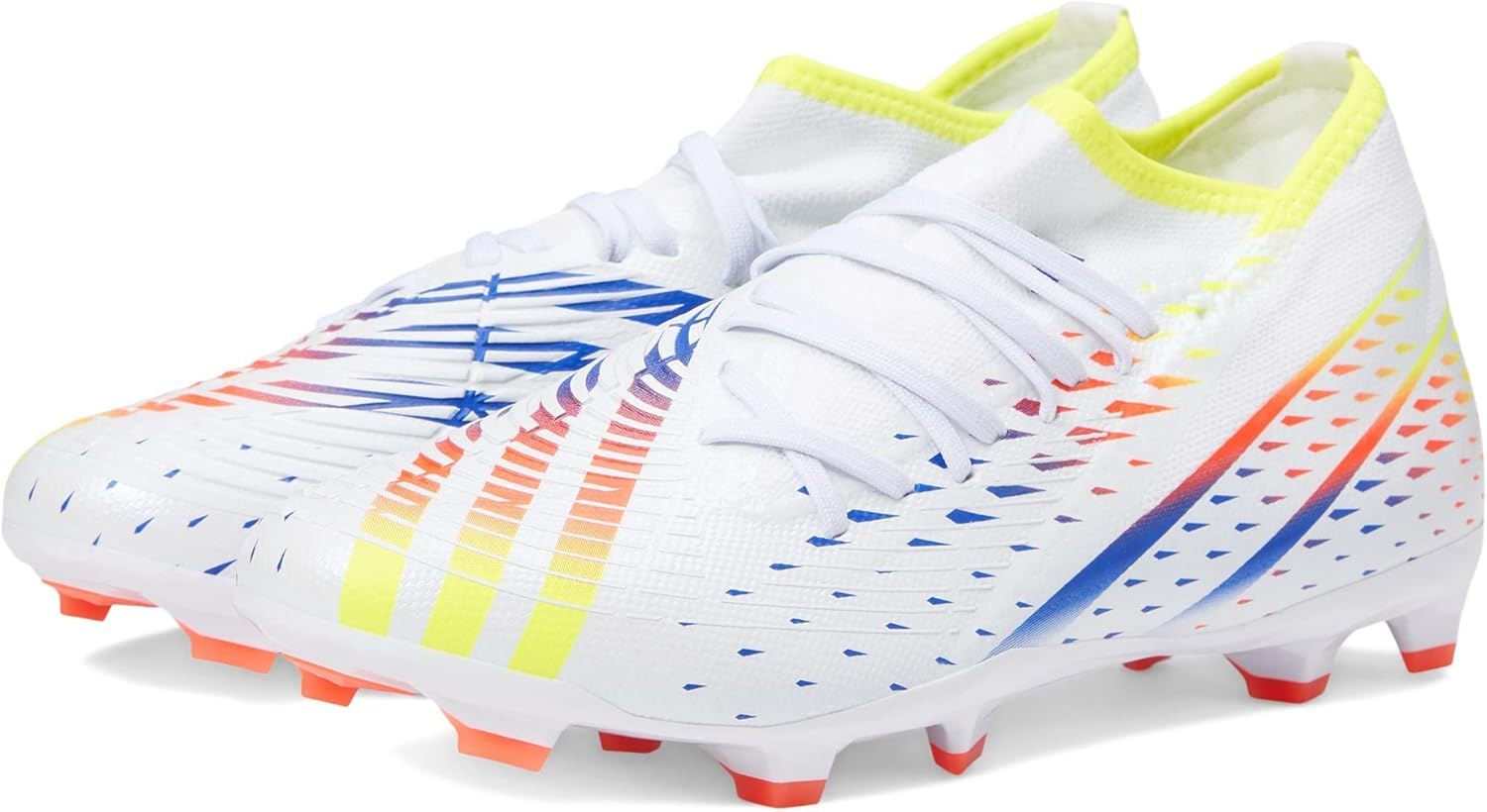 

Футбольные бутсы Adidas Unisex Edge.3 для твердого грунта, белый/синий/желтый