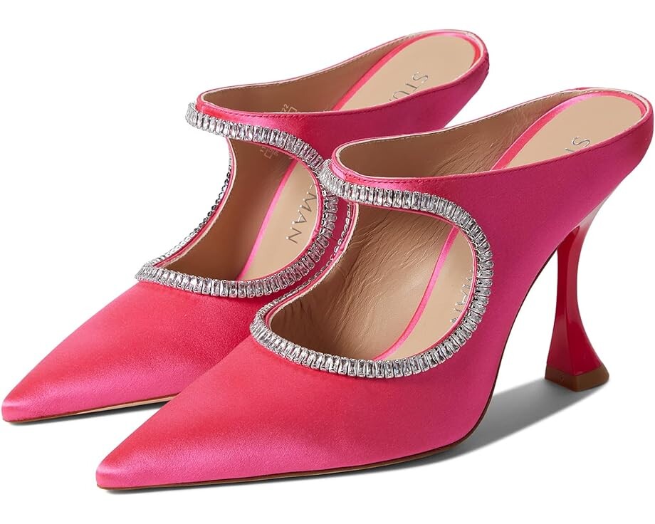 

Туфли Stuart Weitzman Xcurve Crystal 100 Mule, цвет Magenta/Clear/Magenta