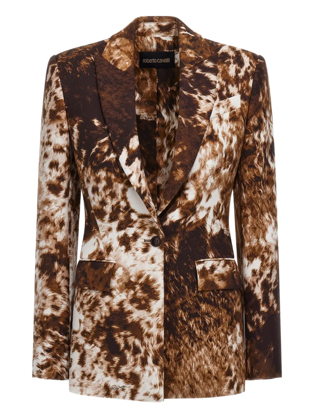 

Однобортный пиджак с коровьим принтом Roberto Cavalli, коричневый