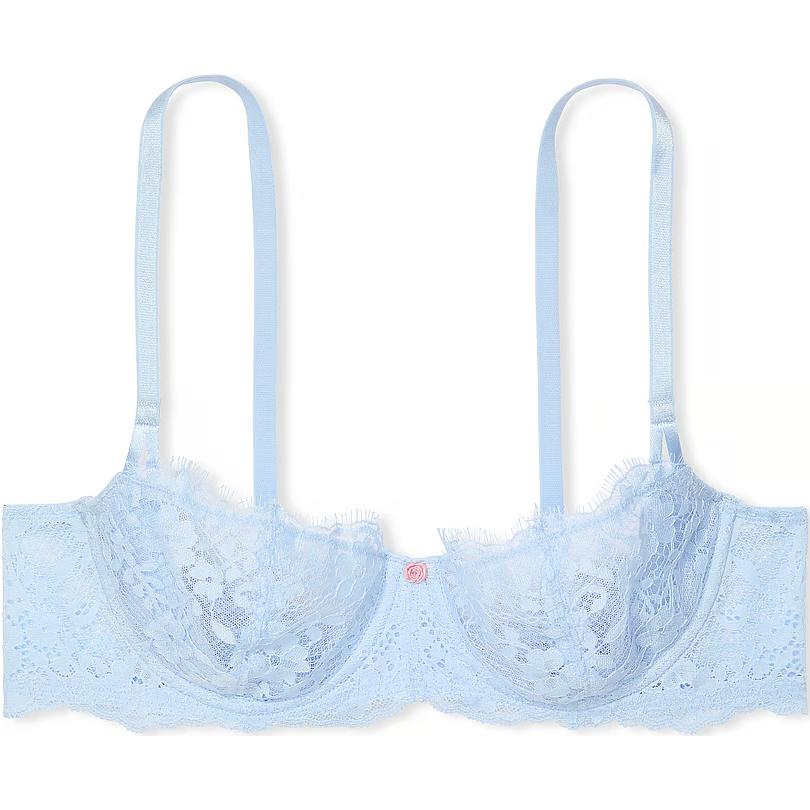 

Бюстгальтер Balconette Dream Angels Wicked без косточек кружевной Victoria's Secret, светло-голубой/светло-голубой