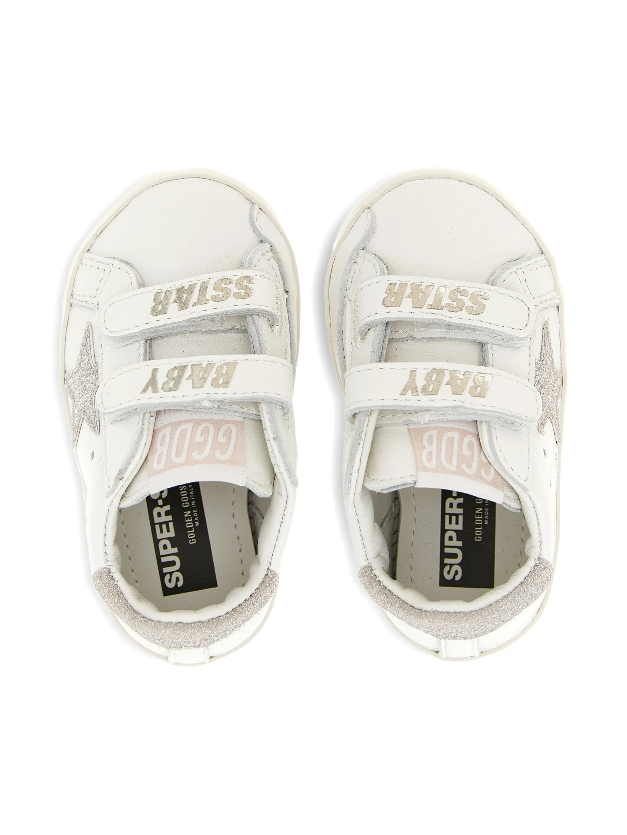 Олдскульные кожаные кроссовки на блестящем каблуке Golden Goose Kids, белый — фото 3