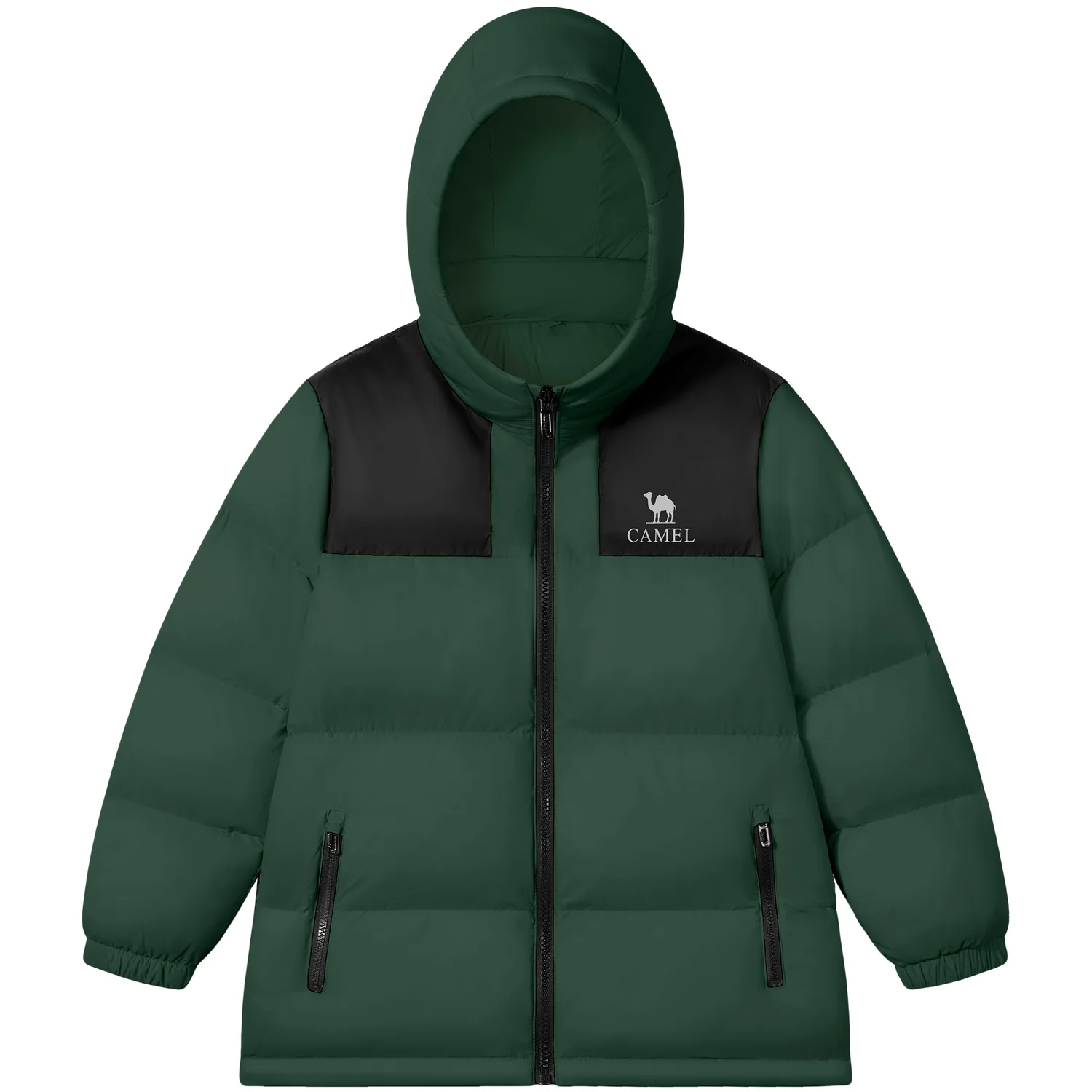 Детская пуховая куртка с капюшоном CAMEL, City Green/Phantom Black