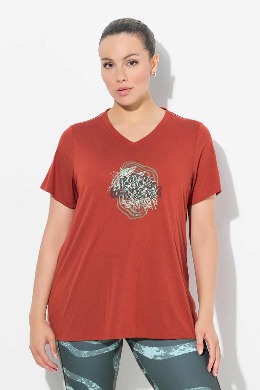 

ULLA POPKEN Женская функциональная рубашка антибактериальная с V-образным вырезом и коротким рукавом