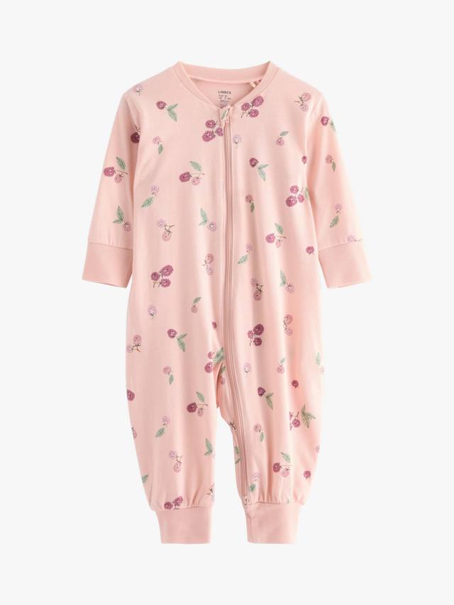 

Детский хлопковый комбинезон с длинными рукавами и цветочным принтом Lindex, Light Dusty Pink