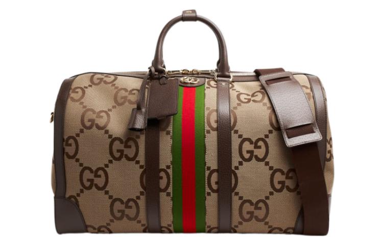 

GUCCI Дорожная сумка Ophidia Canvas с кожей, сумка через плечо, большая мужская сумка цвета верблюжьего коричневого цвета