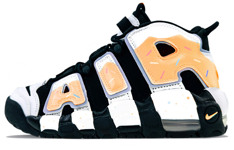 Кроссовки Nike Air More Uptempo Vintage Basketball Shoes Women's Mid-top White/macaron Orange, черный