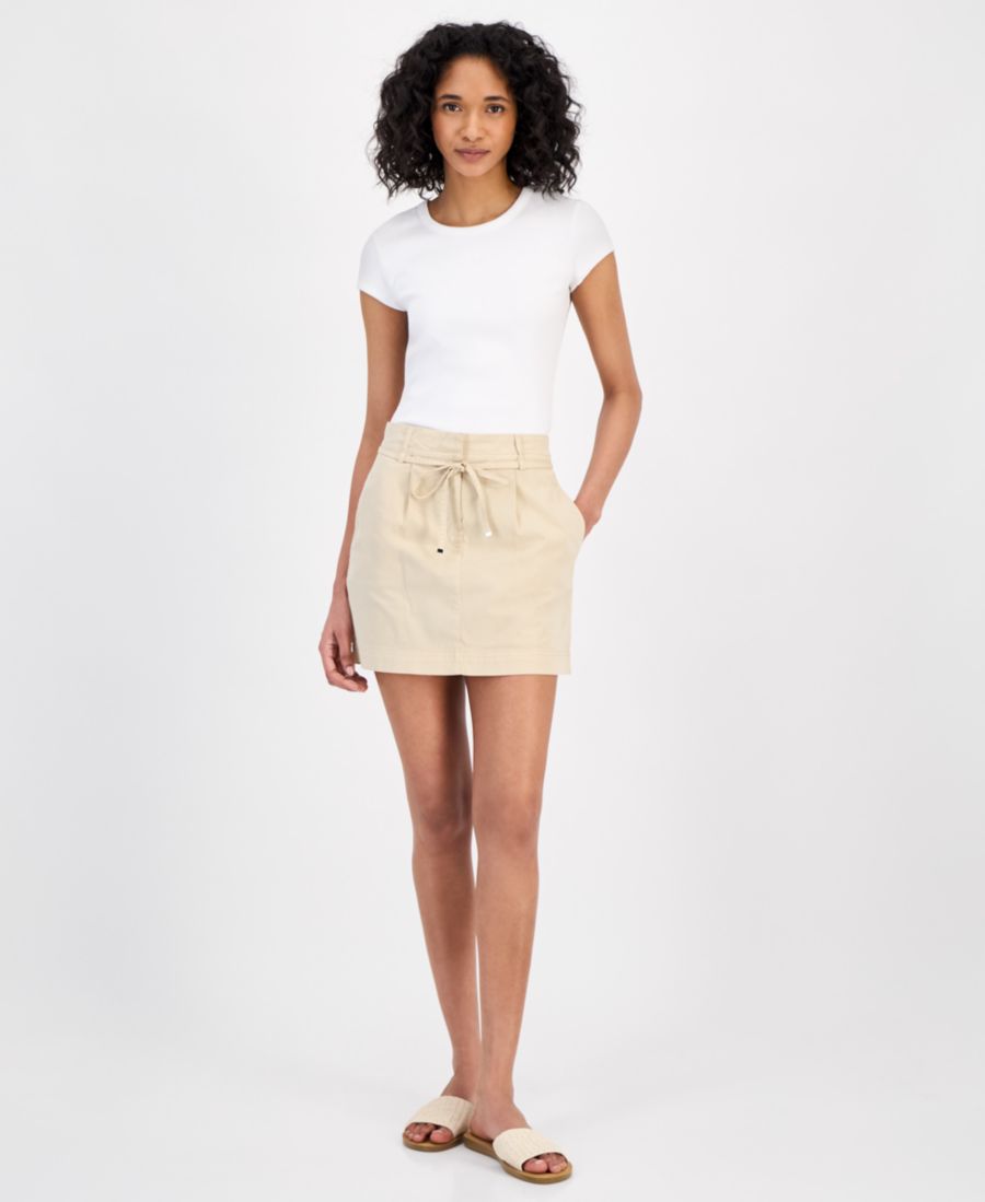 

Женская мини-юбка с поясом и застежкой-молнией спереди BOSS Orange, Stone