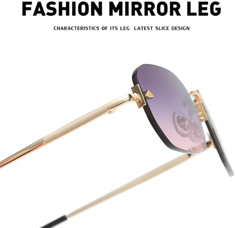 

Солнцезащитные очки без оправы прямоугольной формы 2027 года для женщин, винтажные солнцезащитные очки для мужчин, очки без оправы UV400 MTZJH, C6 Gray Pink