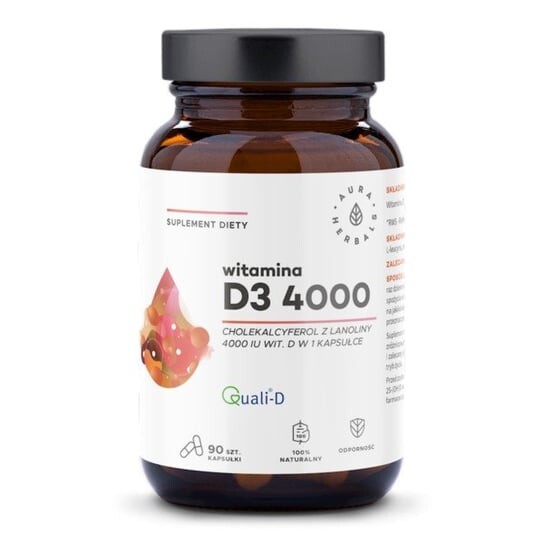 

Aura Herbals, Витамин D3 4000 90к из ланолина, 38,7 г