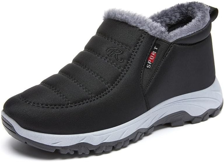 

Мужские слипоны-снежные ботинки, ботинки до щиколотки, противоскользящие, водонепроницаемые, с теплой меховой подкладкой, средней высоты, легкие зимние ботинки Generic, черный