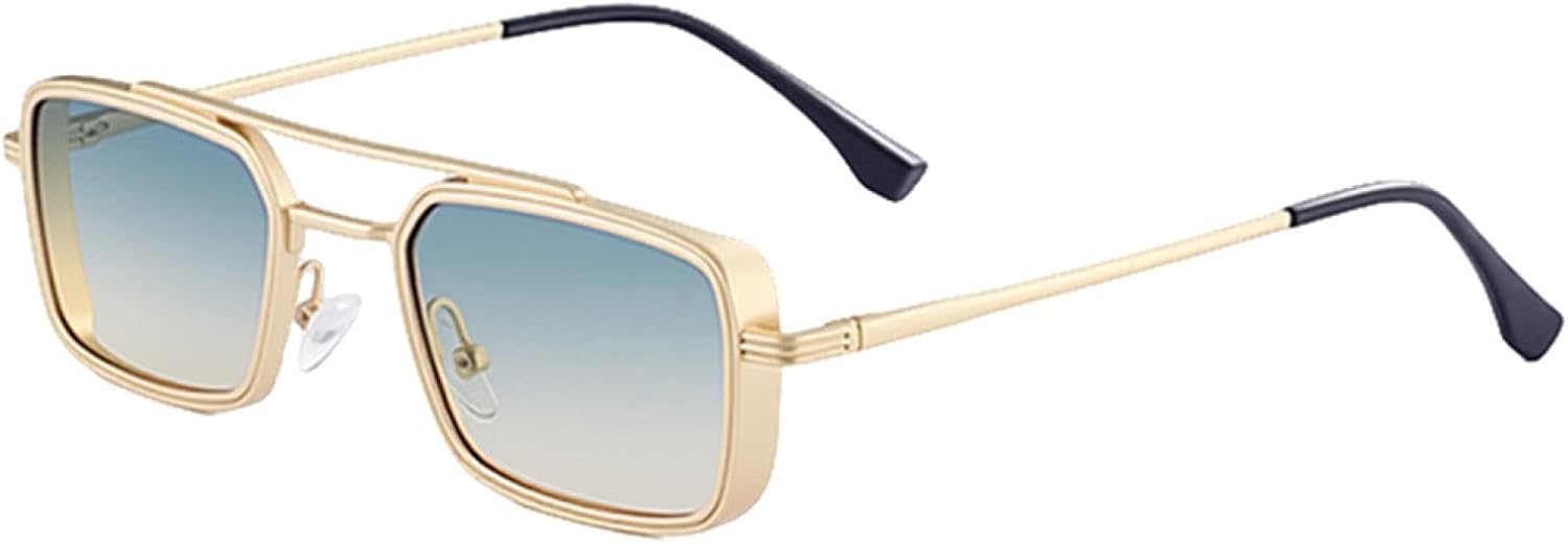 

Винтажные панк-солнцезащитные очки прямоугольной формы для мужчин и женщин, роскошная классическая металлическая оправа, стимпанк, защита от УФ-излучения UV400 для вождения TVTBBVV, C5goldgreenyellow