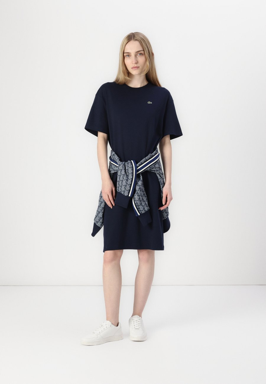 Платье Lacoste Jersey Dress, свободного кроя, синее — фото 2