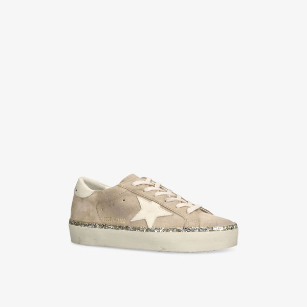 Кроссовки Golden Goose Hi star из замши с декором из блесток, бежевый — фото 3