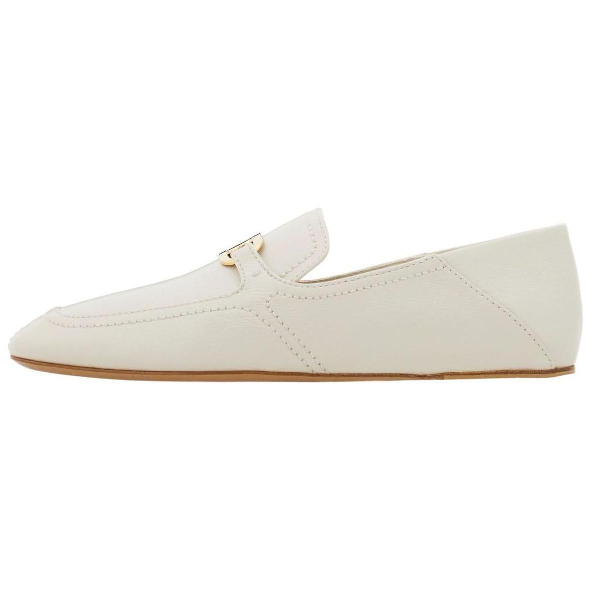 Кожаные лоферы с логотипом Ferragamo, White