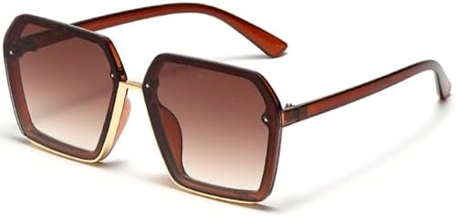 

Мужские солнцезащитные очки Polygon Square для женщин, модные солнцезащитные очки большого размера в стиле ретро, ​​унисекс, с защитой от УФ-излучения UV400 MTZJH, Brown Brown