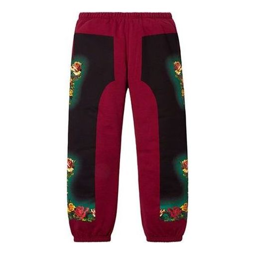 

Брюки x jean paul gaultier floral print sweatpants 'burgundy black green' Supreme, бургундия