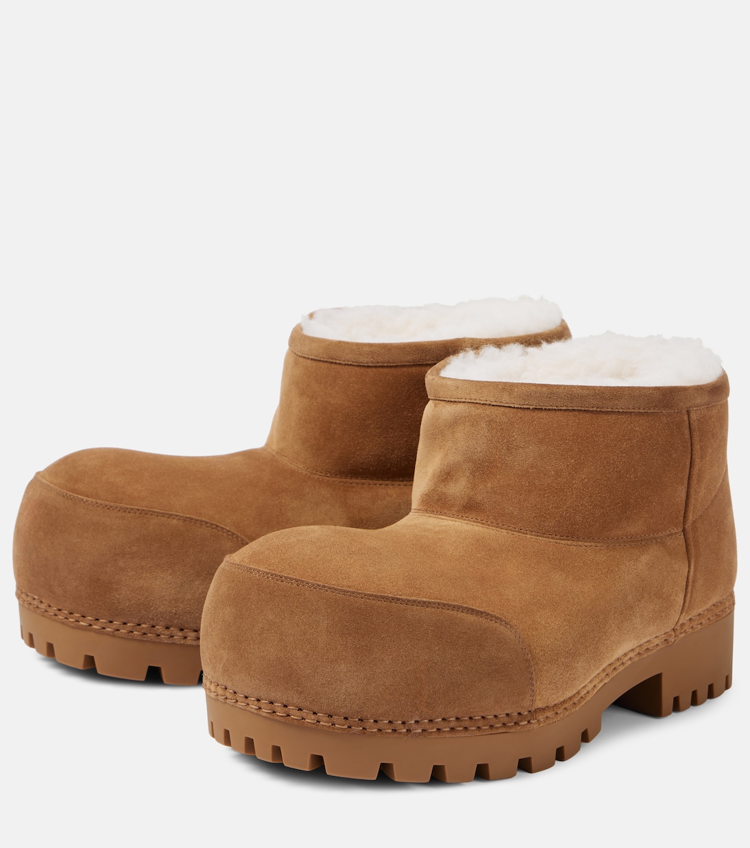 Аляскинские замшевые ботинки до щиколотки Balenciaga, Brown/White — фото 4