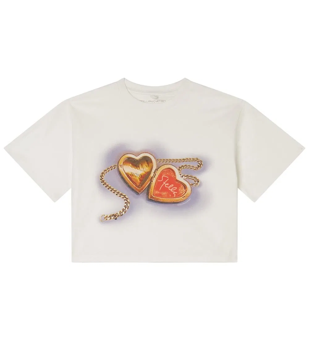 Футболка-кроп с сердцем Stella McCartney, Red White
