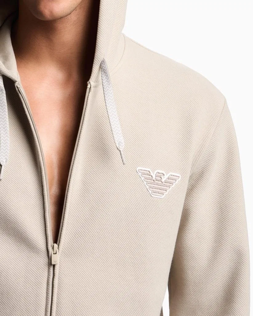 Мужской худи с капюшоном и молнией Emporio Armani, Nut — фото 4