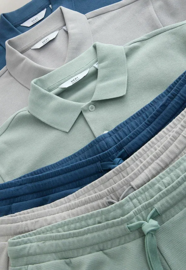 Комплект из поло и шорт Regular Fit, 3 шт. спортивные штаны Next, Green, Grey, синий/зеленый/серый — фото 2