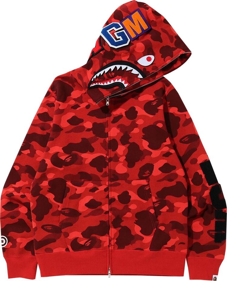 

Худи BAPE Color Camo Detachable Shark Full Zip Hoodie 'Red', красный