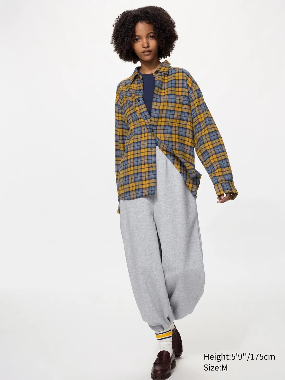Рубашка Uniqlo, фланелевая, клетка тартан, желтый — фото 4