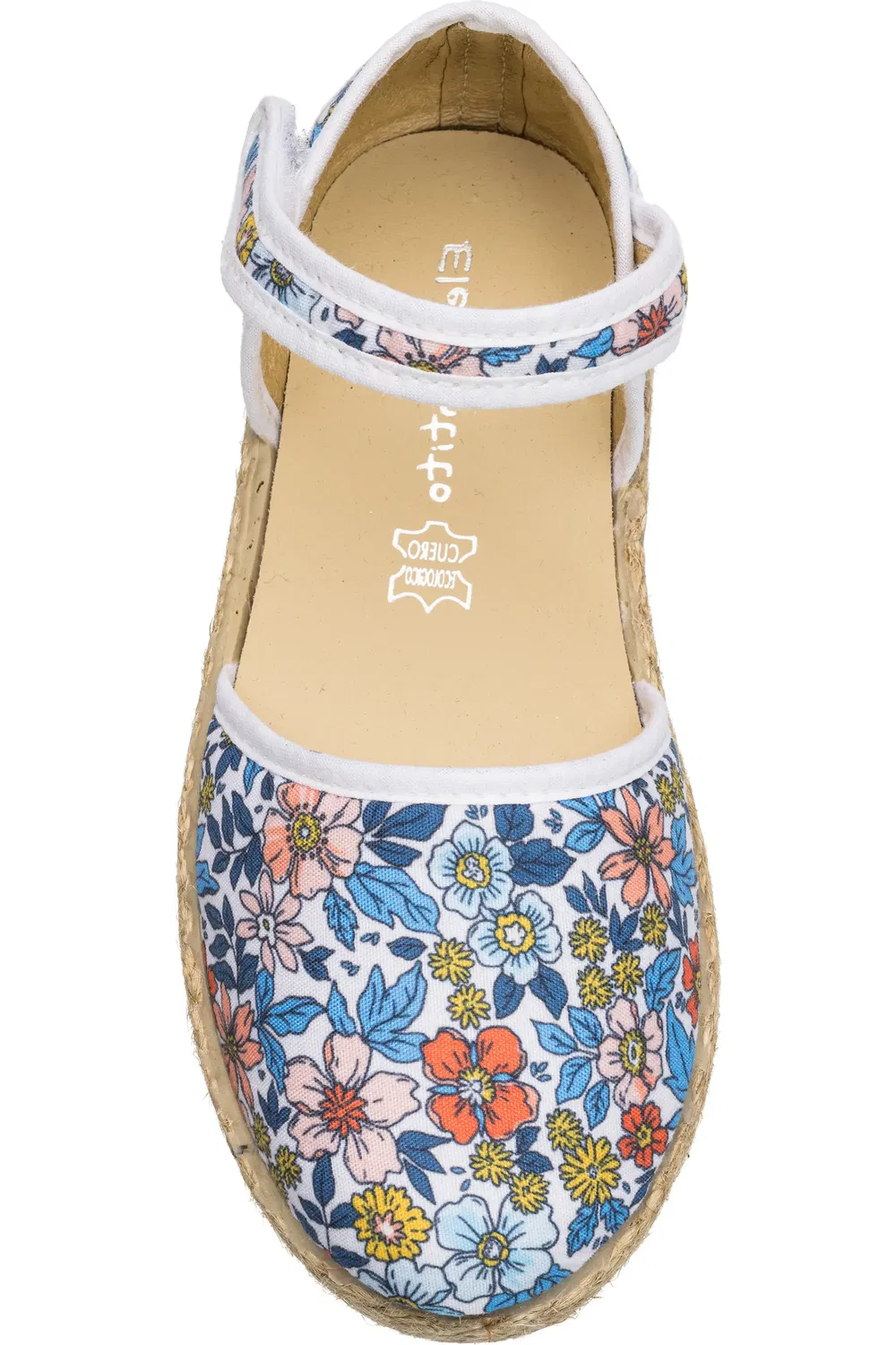 Сандалии детские из льна с регулируемым ремешком Classic Linen Espadrille Elephantito, Floral — фото 3