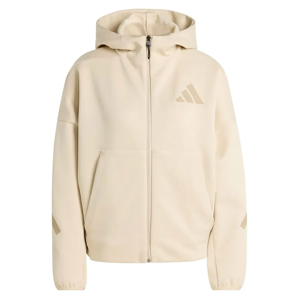 Худи на молнии ZNE Adidas, бежевый — фото 3