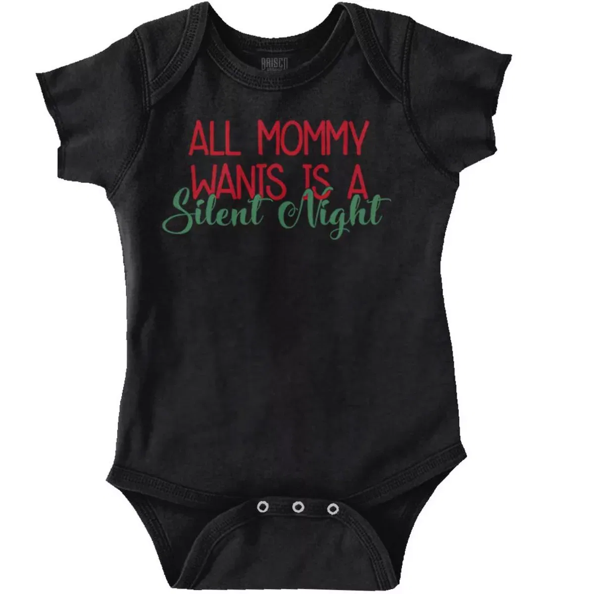 Детское боди с коротким рукавом Christmas Mommy Wants A Silent Night Brisco Brands, Black
