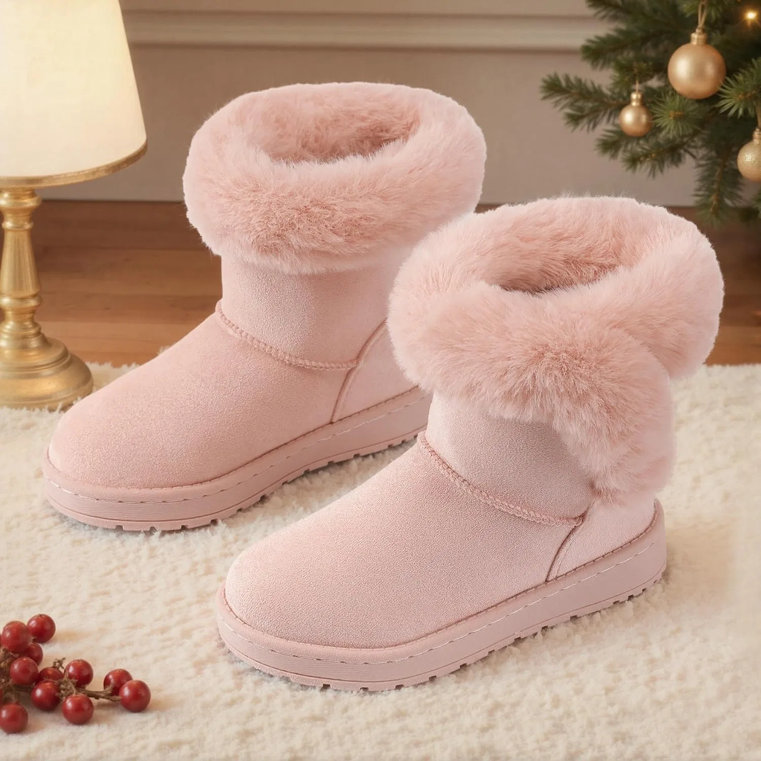 Детские зимние ботинки для девочек с мехом MIXIN, Pink — фото 2
