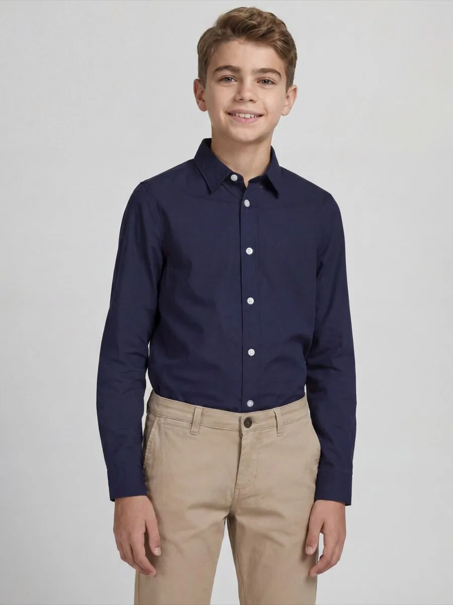 Рубашка JJ Rebel Regular fit Button Up Shirt 'JREBGAVIN' темно-синего цвета