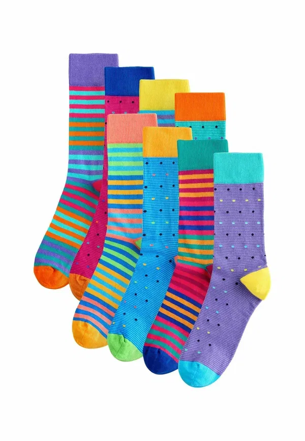 Носки в полоску Geometric pattern socks eight pack Next Striped, ярко-красный/желтый/оранжевый
