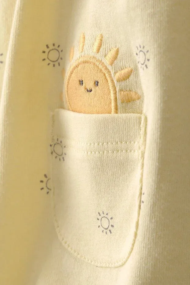 Детский комбинезон для девочек с коротким рукавом с принтом Carter'S, Yellow — фото 2