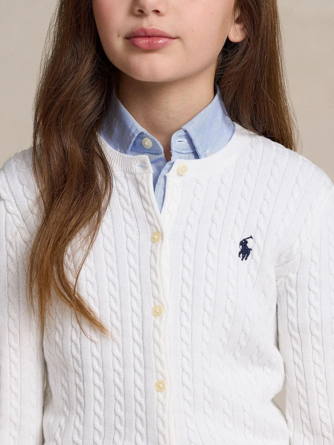 Кардиган с косами Polo Ralph Lauren, белый — фото 3