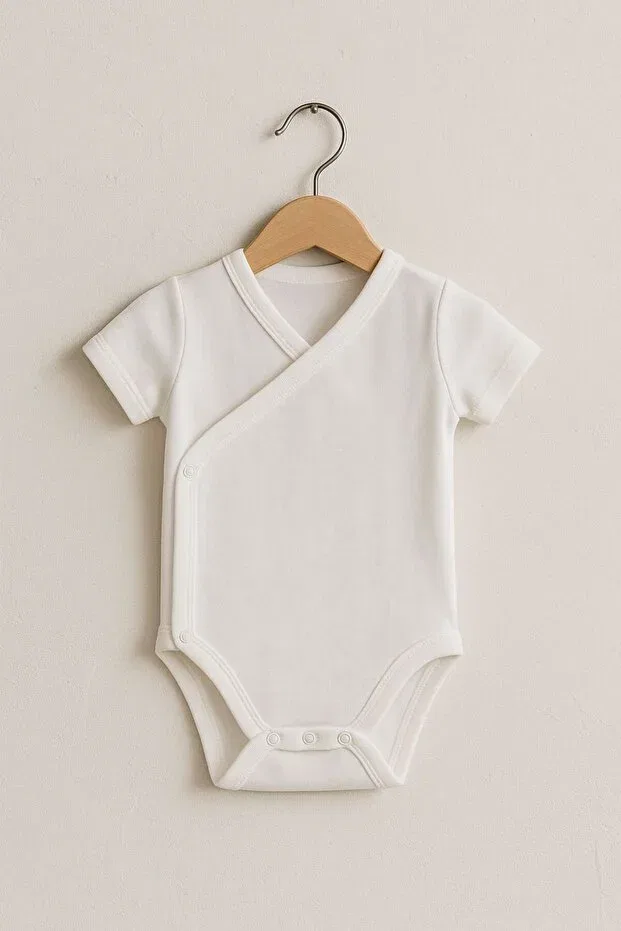 Детское боди для новорожденных хлопковое Basics Babytex, White And Cream — фото 3