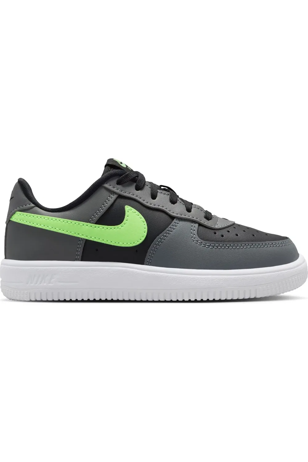 Детские кроссовки баскетбольные Air Force 1 Nike, Black/Lime Blast/Smoke Grey — фото 3
