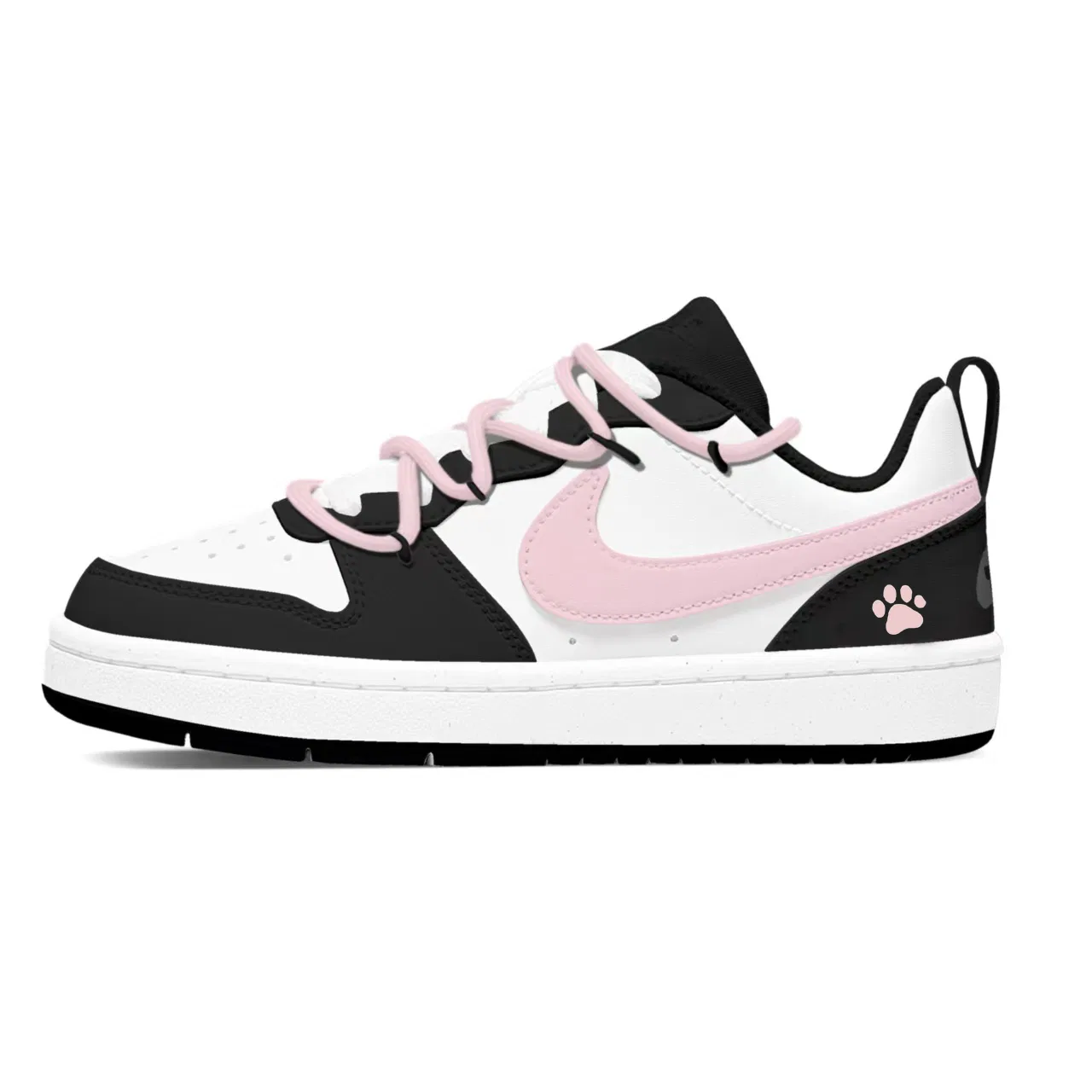 Детские кроссовки для девочек с принтом NikeCourt Borough Black Pink — фото 3