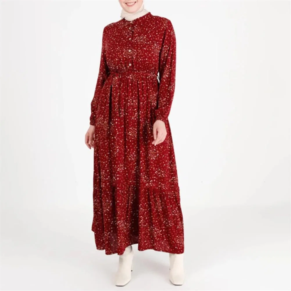 Женское макси-платье с цветочным принтом Abaya, Red — фото 3
