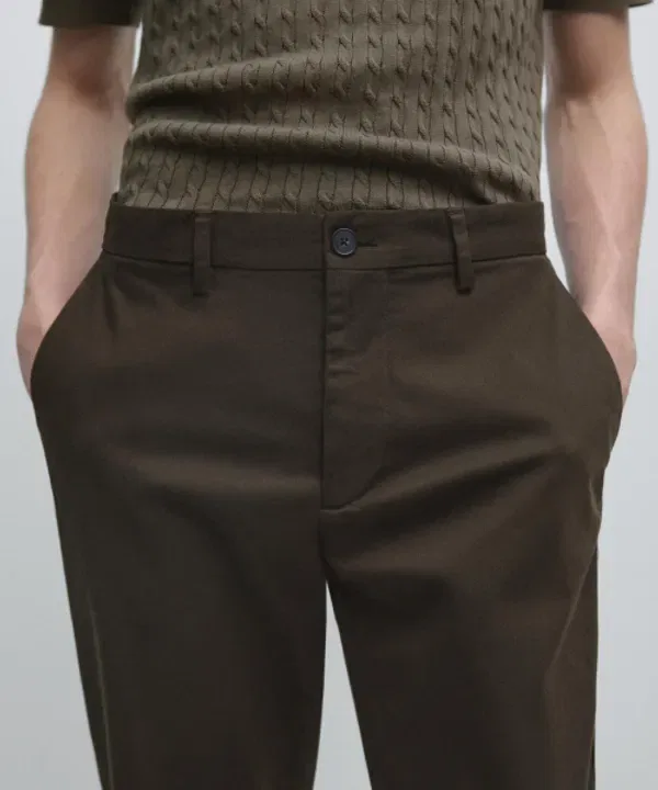 Брюки хлопковые Slim Fit, Massimo Dutti — фото 4