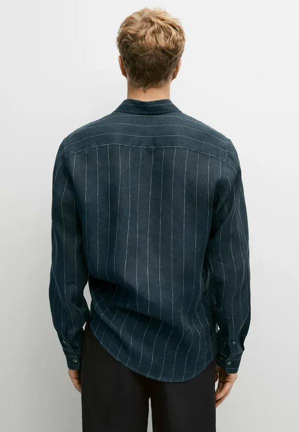 Рубашка с Pin-striped принтом Massimo Dutti, green, зеленый — фото 3